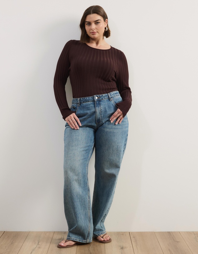 Atmos&Here Curvy - Rumi LS Fitted Rib Knit Top