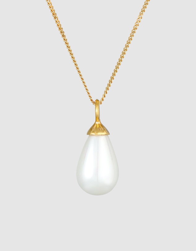 Elli Jewelry - Shell Pearl Long Necklace in Gold-Plated 925 Silver