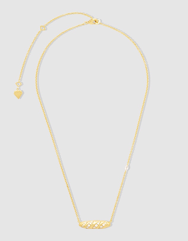 Wanderlust + Co - Baguette Pave Gold Necklace