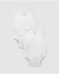 Purebaby - Rib Bodysuit 2 pack-Babies