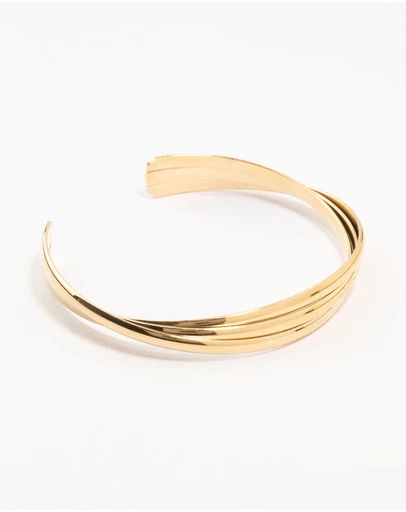 Lovisa - Waterproof Gold Plated Stainless Steel Twisted Ribbed Wrist Cuff