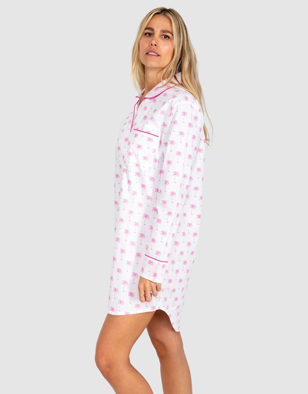 Sant And Abel - Women's Pink Palm Tree Night Shirt