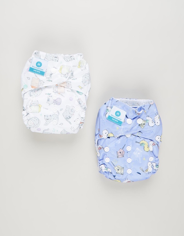 itti bitti - Bare Essentials One Size Fits Most Reusable Cloth Nappy & Wetbag 2-Pack