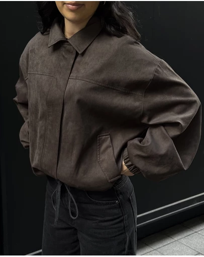 Dazie - Hailey Faux Suede Bomber Jacket