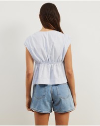 Atmos&Here - Belia Linen Blend Tie Front Top