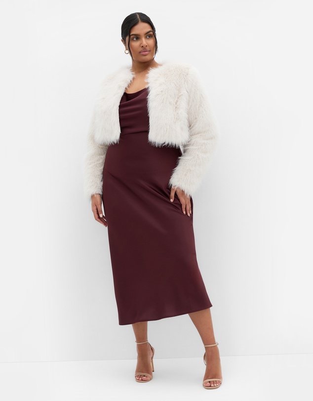 City Chic - Angelica Faux Fur Crop Jacket