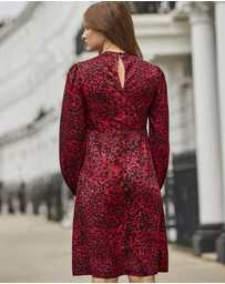 Sosandar - Animal Print Key Hole Detail Fit & Flare Dress