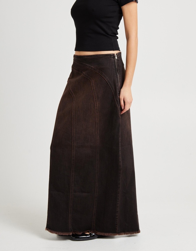 Insight - Panelled Denim Maxi Skirt
