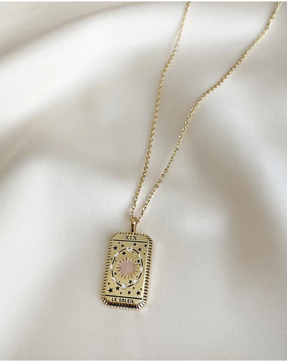 Wanderlust + Co - Le Soleil Gold Tarot Necklace