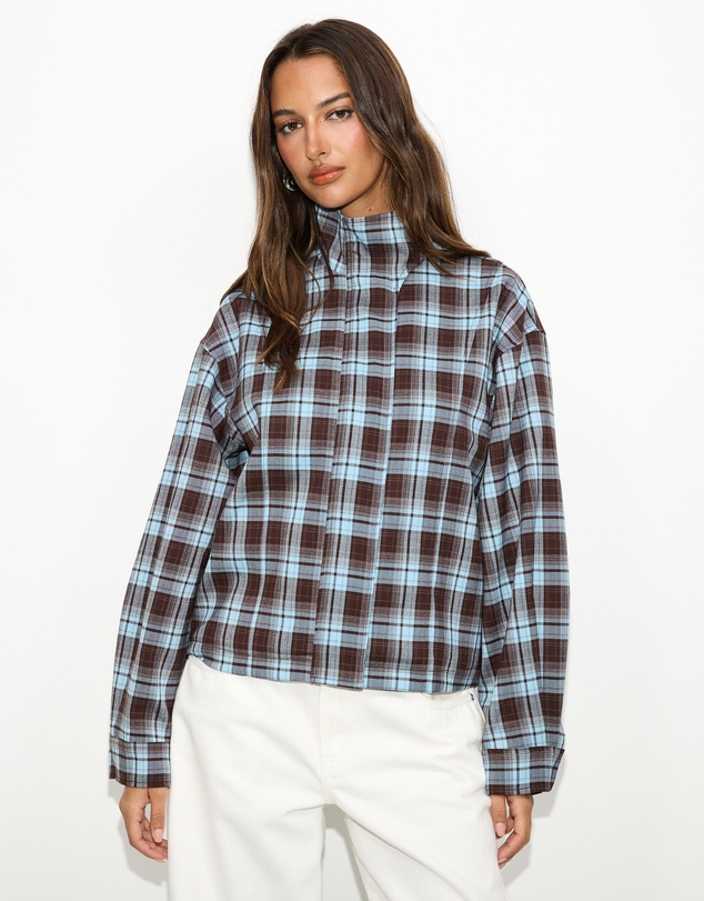 Dazie - Isla Funnel Neck Check Bomber Jacket