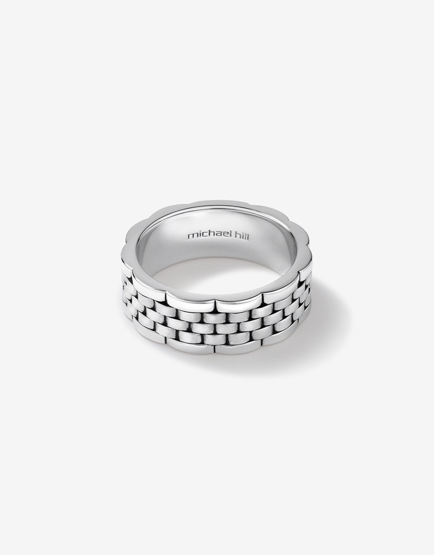 Michael Hill - Men's Link Pattern Textured Ring in Sterling Silver