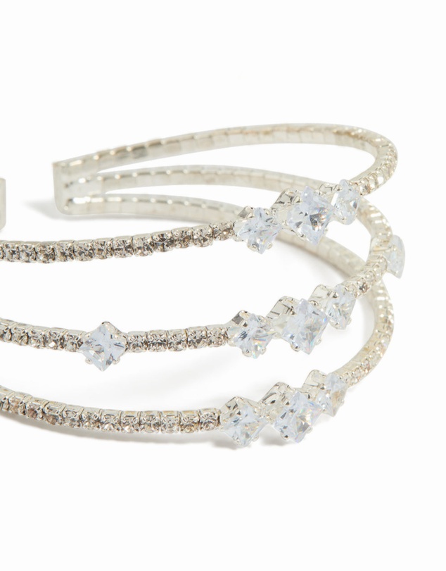 Lovisa - Silver Cubic Zirconia Layered Bangle