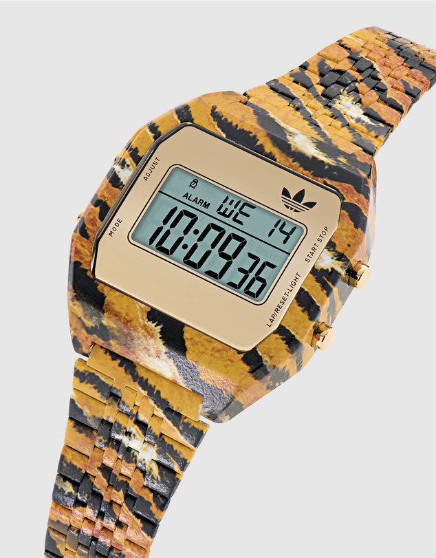 adidas Originals - Digital Two Gold-Tone Animal Print Bracelet Watch