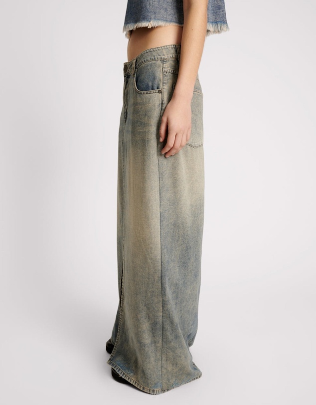 ONE TEASPOON - Dirty Blue Denim Column Skirt