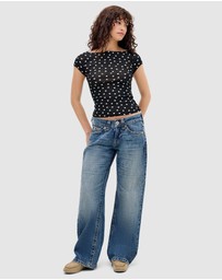 BDG By Urban Outfitters - Frankie SS Polka Dot Top