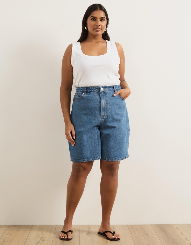 Atmos&Here Curvy - Ada Bermuda Denim Shorts