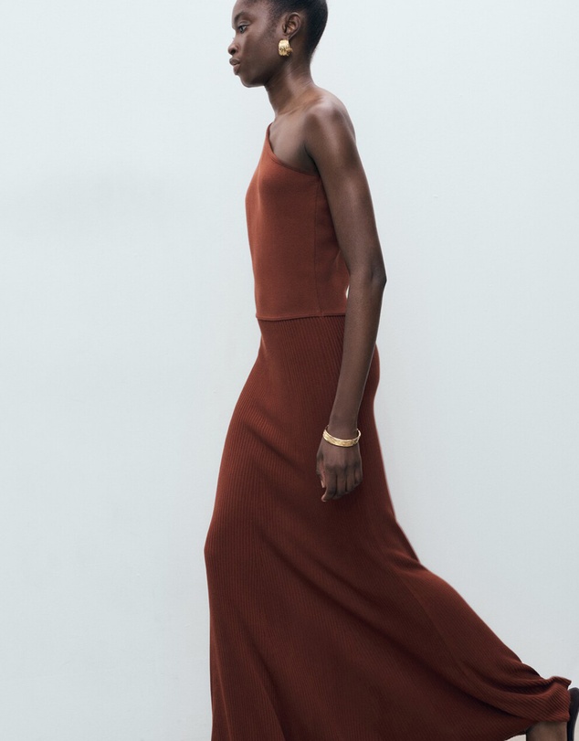 M.N.G - Asymmetrical Combined-Knit Dress