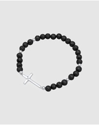 Kuzzoi - ICONIC EXCLUSIVE - Bracelet Lava Beads Black Cross in 925 Sterling Silver