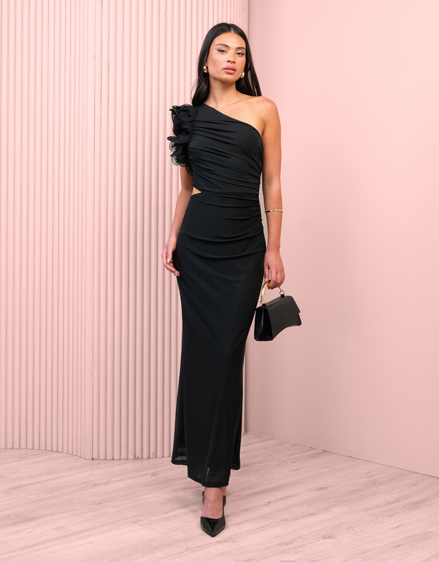 Azzurielle - Moore One Shoulder Frill Dress