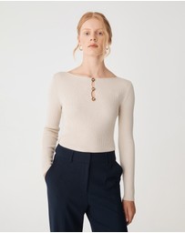 Forcast - Logan Button Keyhole Rib Knit