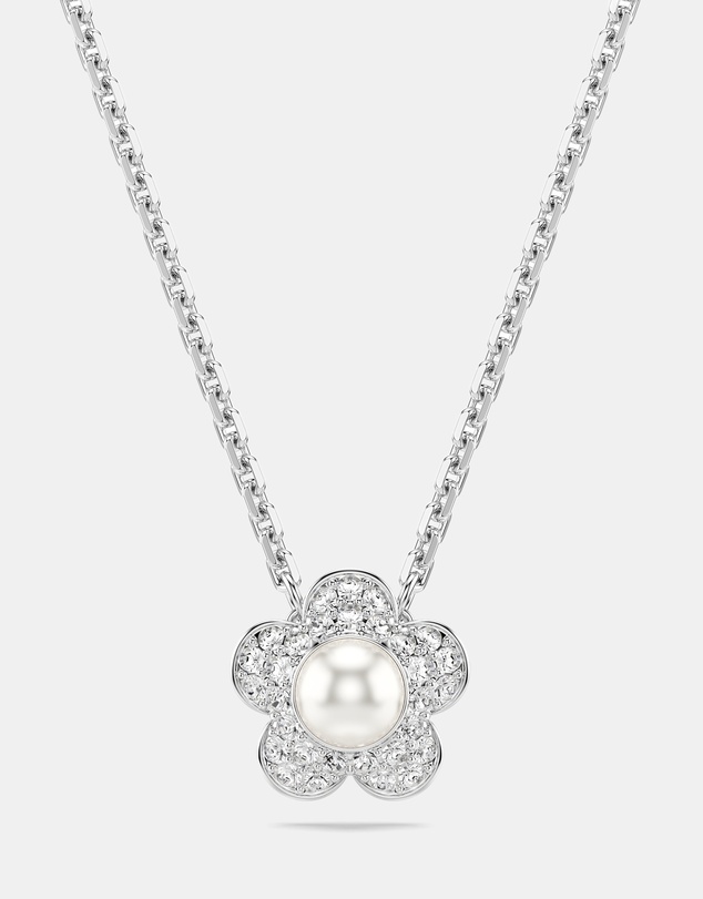 Swarovski - Ariana Grande X Swarovski Set, Crystal Pearl, Round Cut, Flower, White, Rhodium Plated