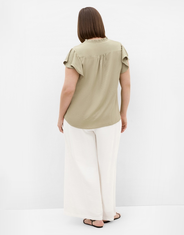 City Chic - Plus size Drama Queen Short Sleeve Shirt - sage