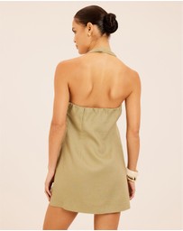 AERE - Zali Linen Halter Mini Dress