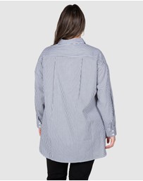 Love Your Wardrobe - Leah Stripe Curved Hem Over Shirt