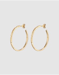 Elli Jewelry - Earrings Creoles plug hammered in 925 sterling silver gold plated