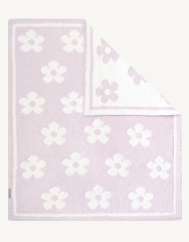 Living Textiles - Chenille Blanket - Purple Flowers