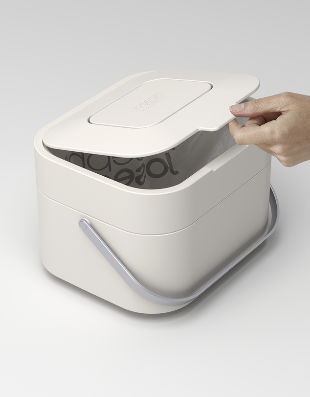 Joseph Joseph - Stack 4L Food Waste Caddy with Odour Filter (Stone)