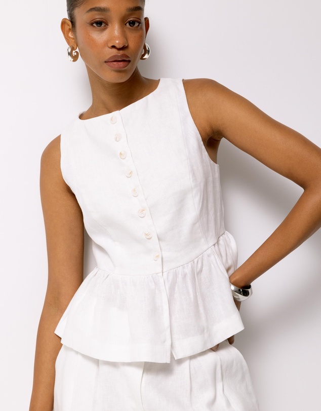 AERE - Kaia Linen Button Front Top