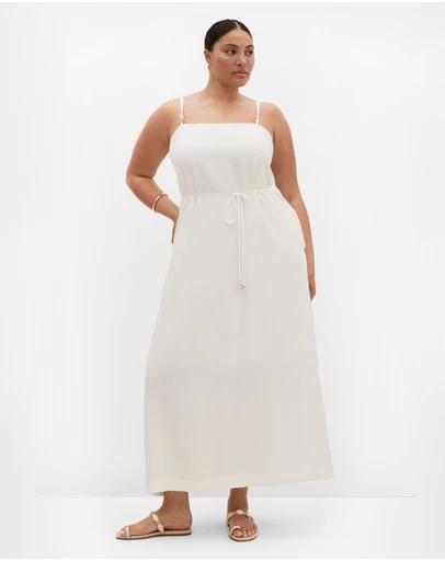 City Chic - Plus size Strappy Bead Maxi Dress - ivory
