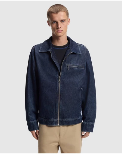HUGO - Zip-Up Jacket in Denim With Chest Pocket
