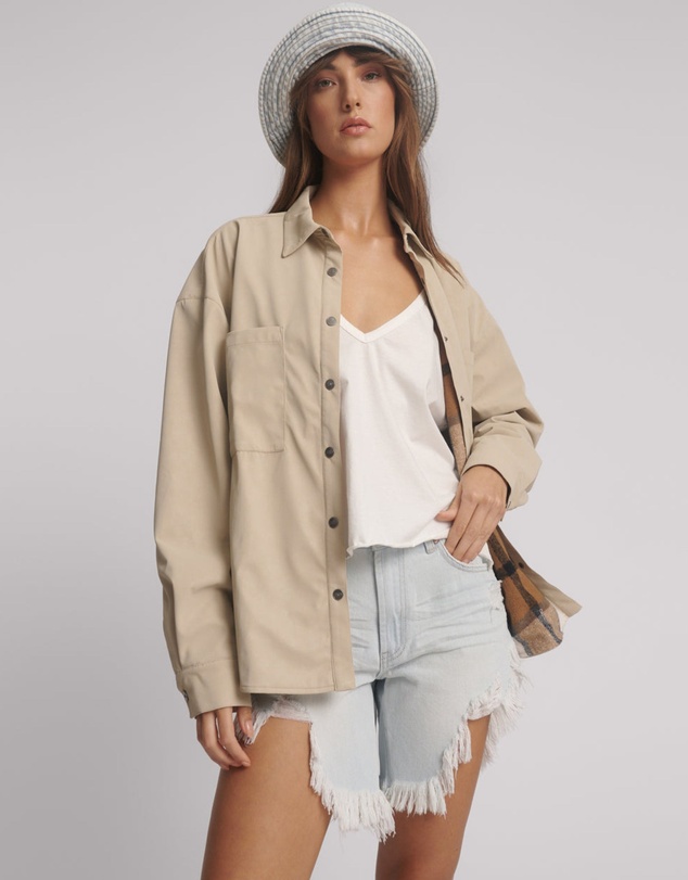 ONE TEASPOON - Studded Heart Faux Leather Daria Jacket - Stone
