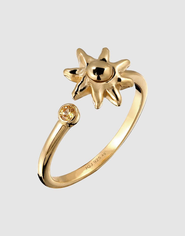 Elli Jewelry - Sunburst Ring in Gold-Plated 925 Sterling Silver