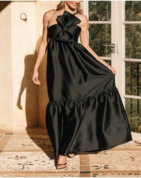 Petal & Pup - Betina Bow Front Maxi Dress - Black
