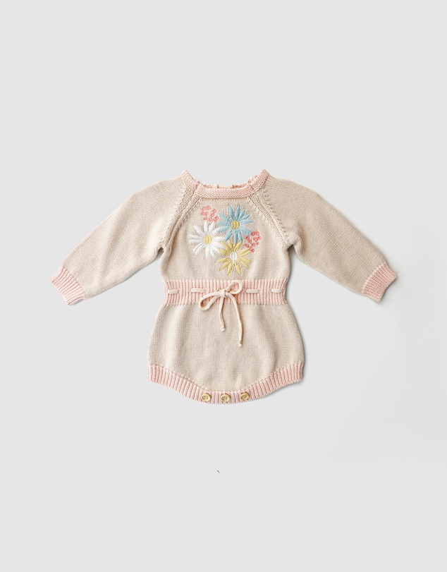 WITH LOVE FOR KIDS - Long Sleeve Knitted Romper - Babies