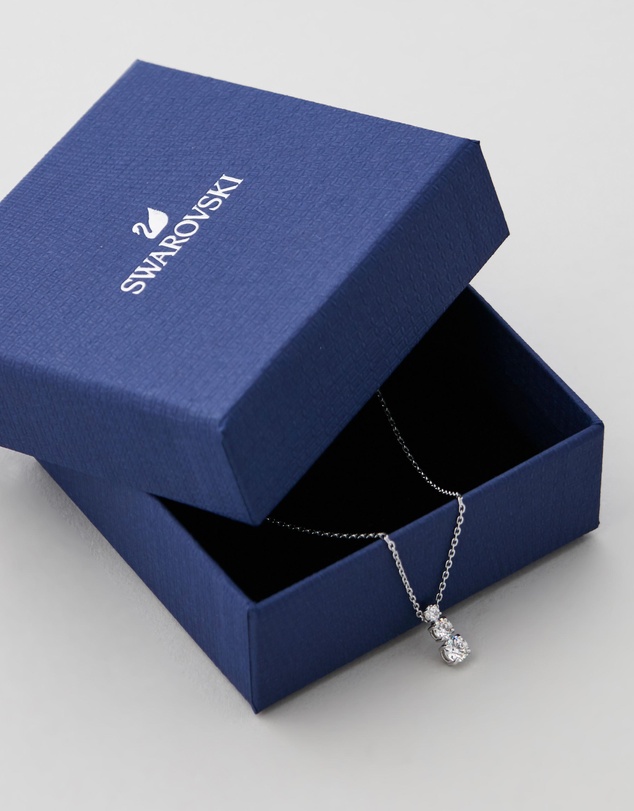 Swarovski - Stilla Attract pendant, Round cut, White, Rhodium plated