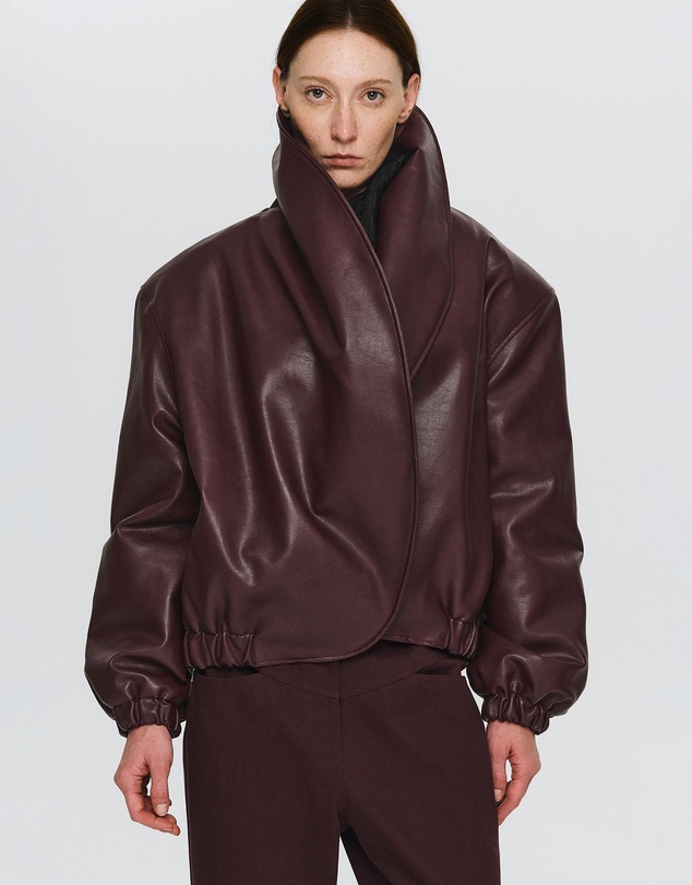 Source Unknown - Eleni Faux Leather Bomber Jacket