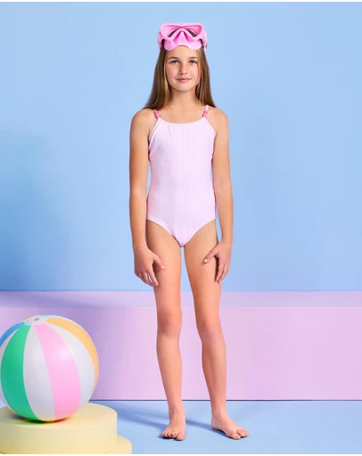Seafolly - Texture Stripe Bead One Piece - Kids-Teens