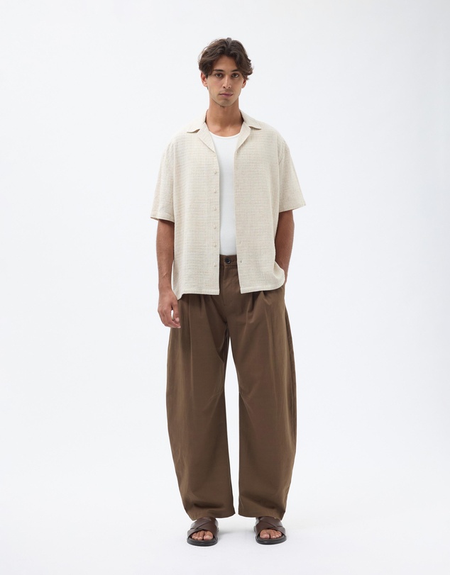 AERE - Linen Check Camp Collar Shirt