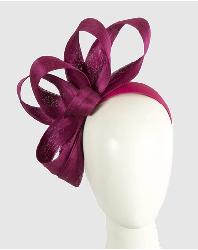 Fillies Collection - Wine Silk Abaca Loops Racing Fascinator