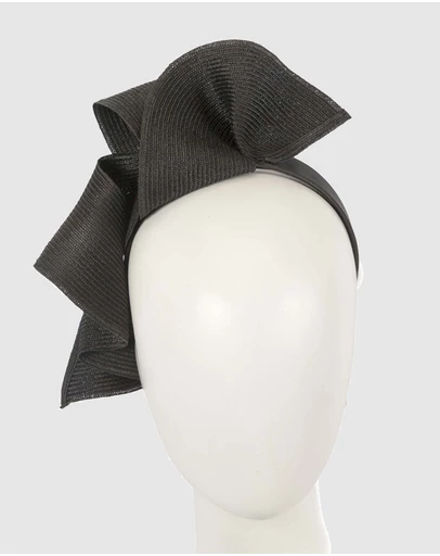 Max Alexander - Large Wavy Black Racing Fascinator