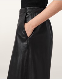 AllSaints - Etta Barrel Leg Leather Trousers
