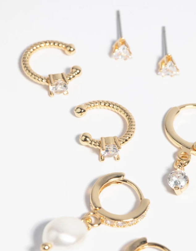 Lovisa - Gold Plated Freshwater Pearl Earring 4-Pack