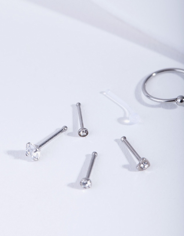 Lovisa - Silver Surgical Steel Mixed Nose Piercing 6-Pack