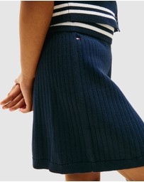 Tommy Hilfiger - Girls Logo Embroidery Rib-Knit Skirt - Teens