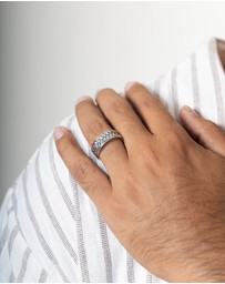 Kuzzoi - ICONIC EXCLUSIVE - Ring Mens Band Herringbone Vintage in 925 Sterling Silver