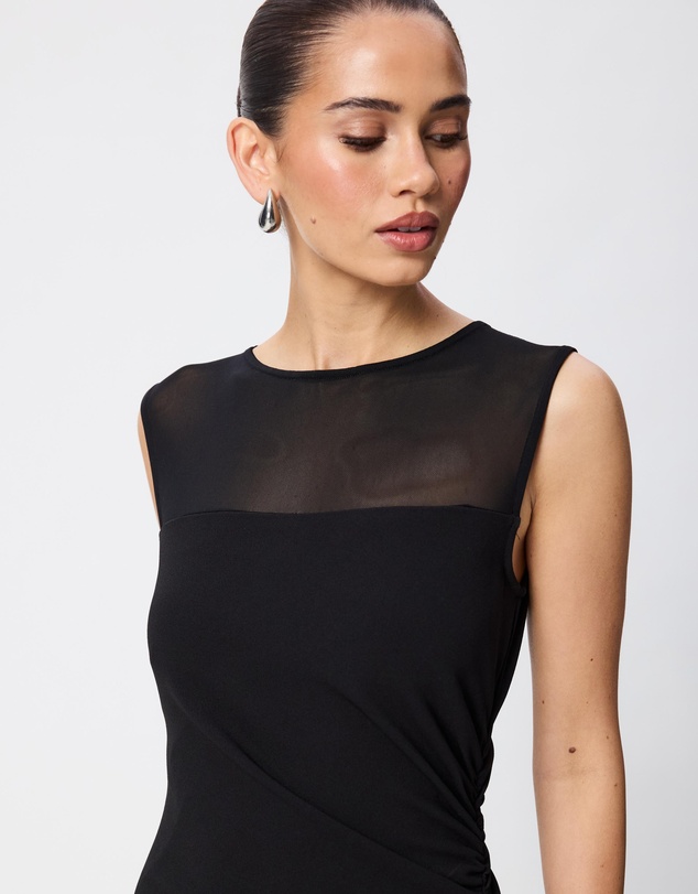 Tussah - Amelia Sheer Panel Gathered Waist Midi Dress